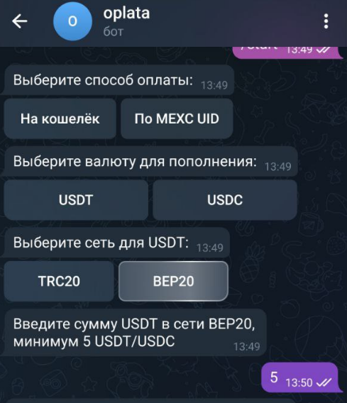 Ввод суммы PM
